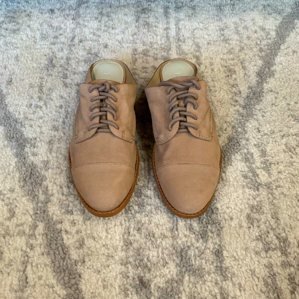 1. State Leather Fea Slip on Mules w/laces.
